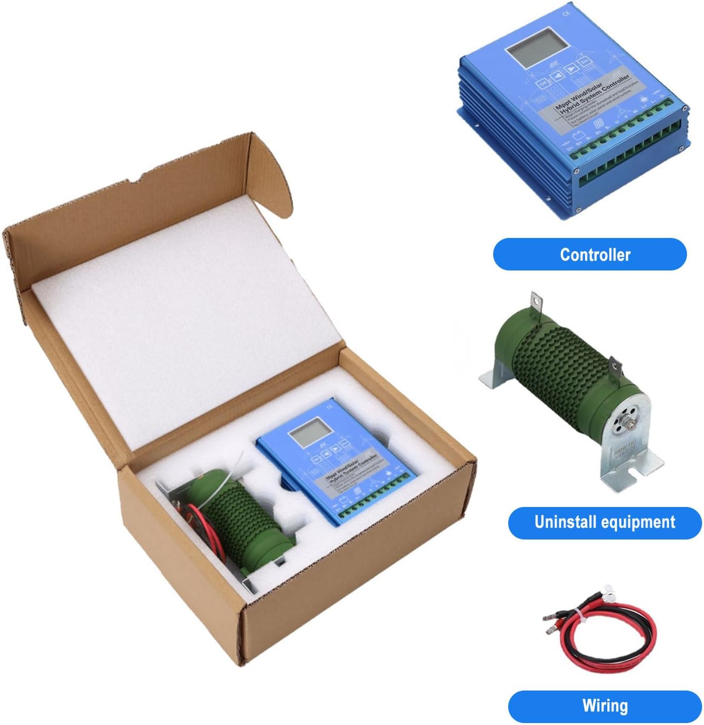 Wind Solar Hybrid Charge Controller, LCD Energy Charge Controller, 12v 24v 48v Automatic Identification, Mppt, for Wind Turbines, Solar Panels, Wind Solar Supplementary System 12V-13000W
