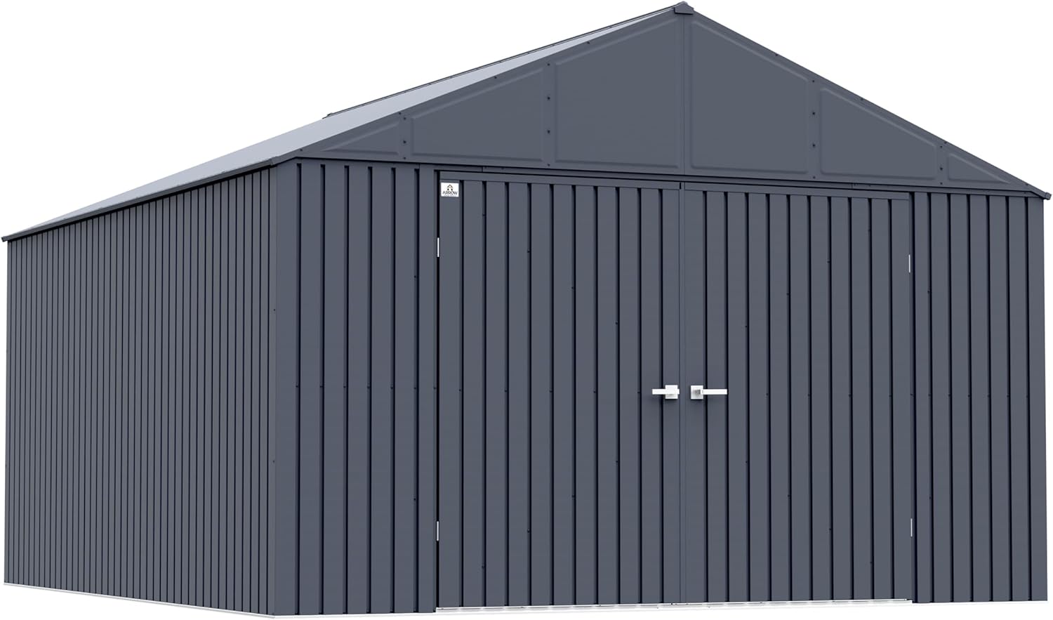 Arrow Shed Elite 12' x 14' Tall Outdoor Steel Storage Shed with High Gable and Lockable Doors Storage Building, Anthracite
