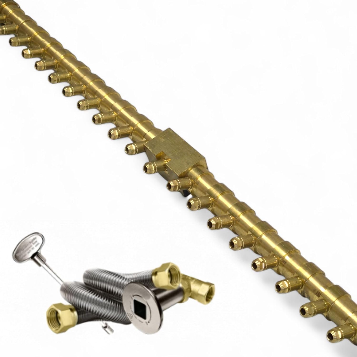 Inch Brass Jet Burner Linear T for Rectangular & Long Fire Pits, Natural Gas or Propane Fire Pit or Fireplace - Premium Fire Pit Burner for Outdoor (44