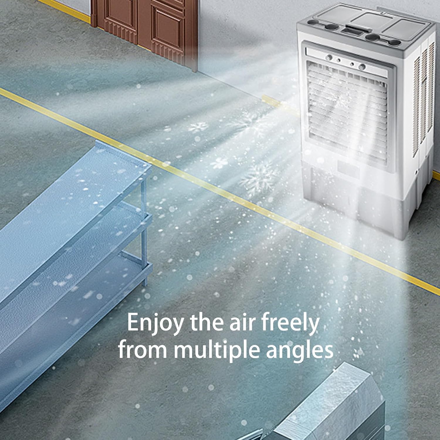 Evaporative Air Cooler, Swamp Cooler Air Conditioner with 6 Ice Packs, 3-Speed Portable Air Conditioner for Factory Room(73 * 44 * 146cm)