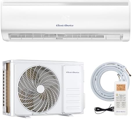 Vtronix Classic America 12,000 BTU (19 SEER2, 110 VAC) Mini Split Inverter Heat Pump with Air Conditioner Ductless Wall Mount, 16 ft Line Set, Up to 550 Sq Ft Coverage, WiFi/Alexa Ready.