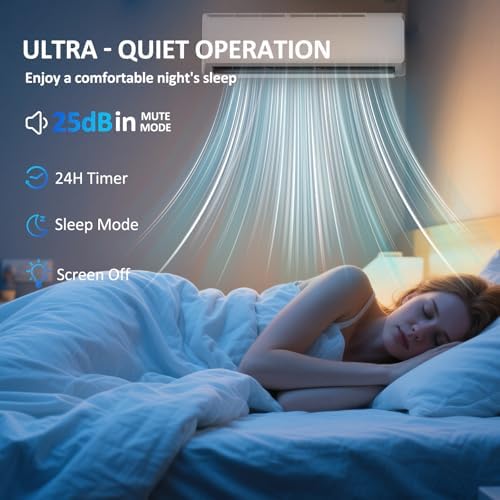 18000 BTU Mini Split Air Conditioner & Heater, 19 SEER2 230V Inverter Ductless Wall-Mounted AC Split Unit with Pre-Charged Condenser Cools Room Up to 1250 Sq.Ft, Heat Pump & Installation Kits