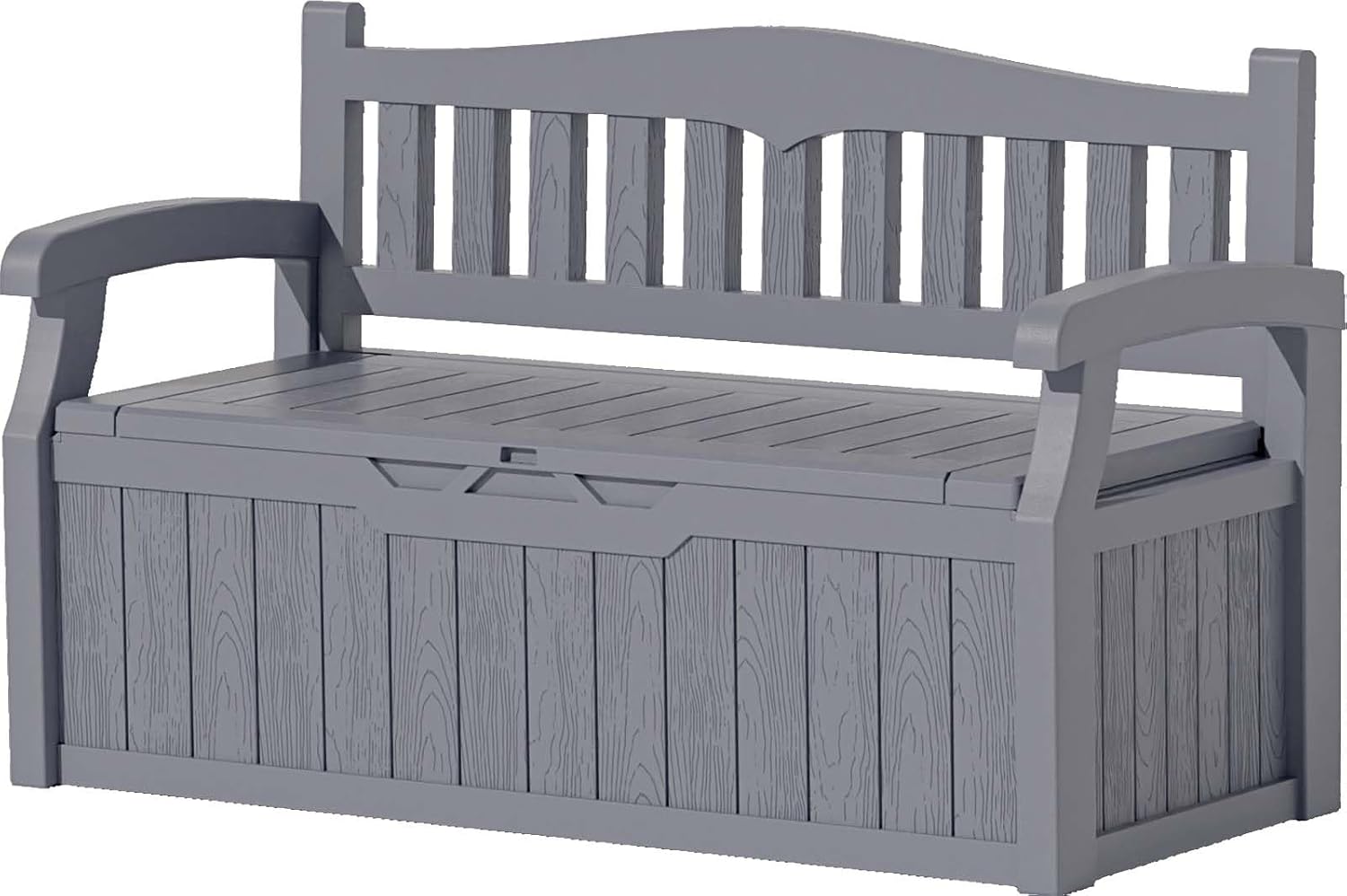 Patiolife 70 Gallon Outdoor Storage Bench, with Deck Box Organization and Waterproof Resin, Durable Outdoor Seating and Storage Box, Perfect to Store Garden Tools and Pool Items, Dark Gray