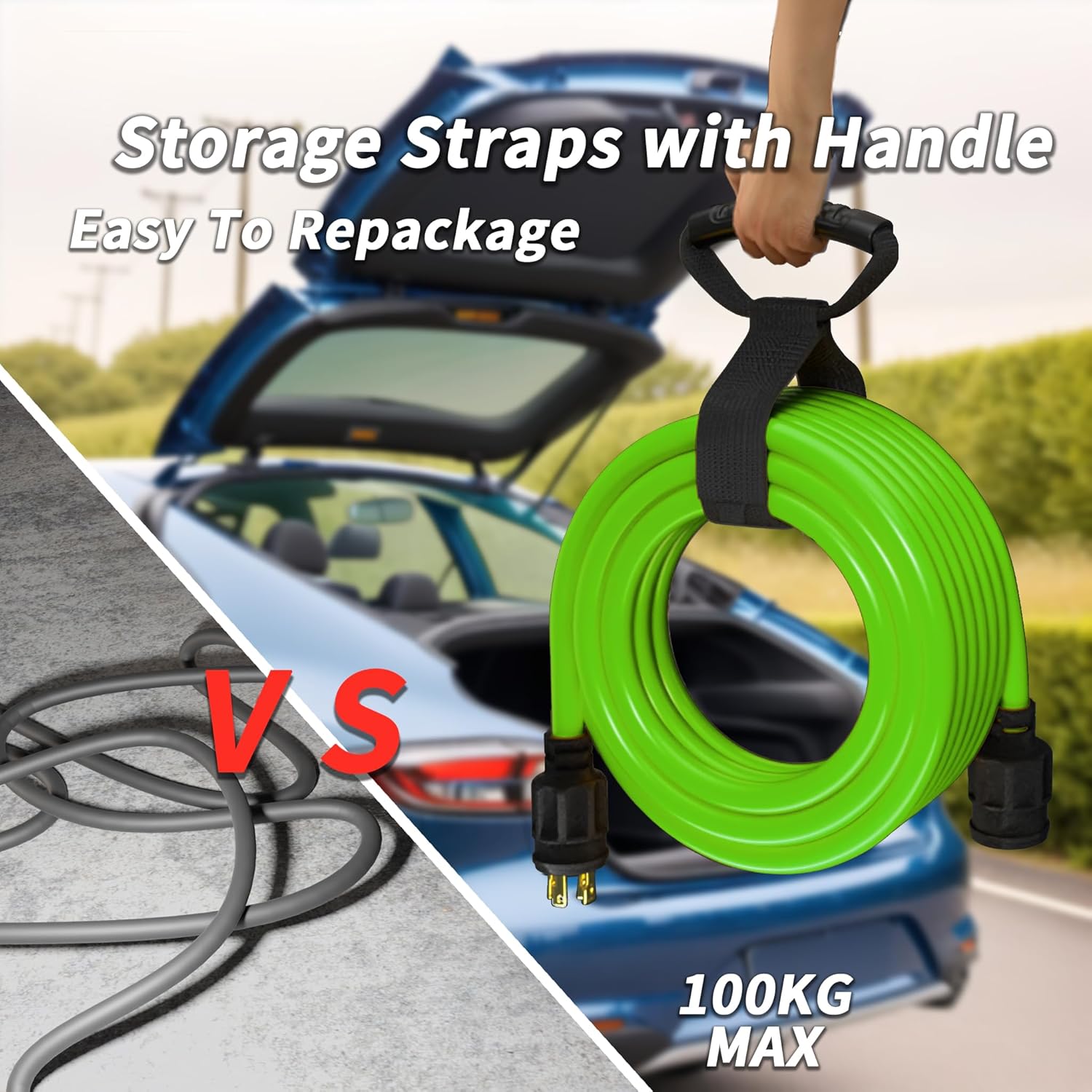 75FT 30 Amp Generator Extension Cord 4 Prong, NEMA L14-30P/L14-30R 10 Gauge STW 125/250V Twist Lock Generator Cord Heavy Duty, Green ETL Listed