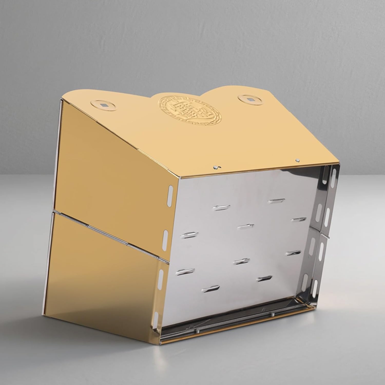 Burn Barrels for Outside for Burning Trash, Fire Pit, Foldable Metal Barrel for Ancestor Money Waste Garden Leaf Wood(Gold,Large)