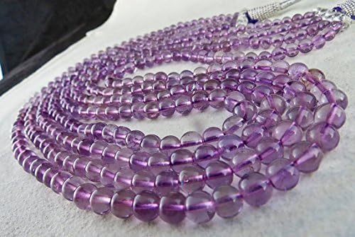 6.5 mm 4 line natural amethyst round beads necklace 18 inche