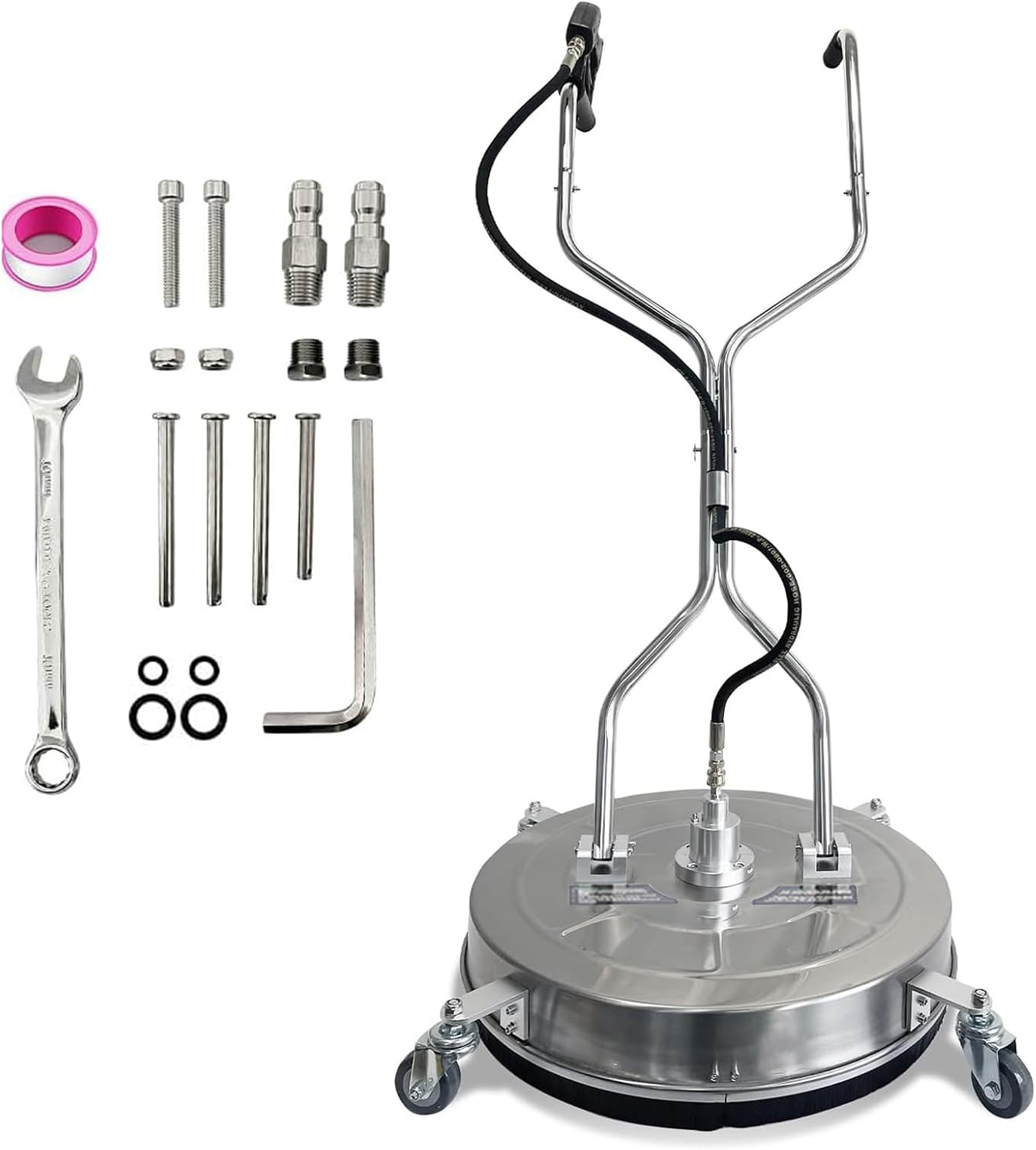 Pressure Washer Surface Cleaner, Stainless Steel Power Washing Equipment, 4900psi High Pressure Washing, Patio Driveway Cleaning Tools, Adjustable Handle Washer