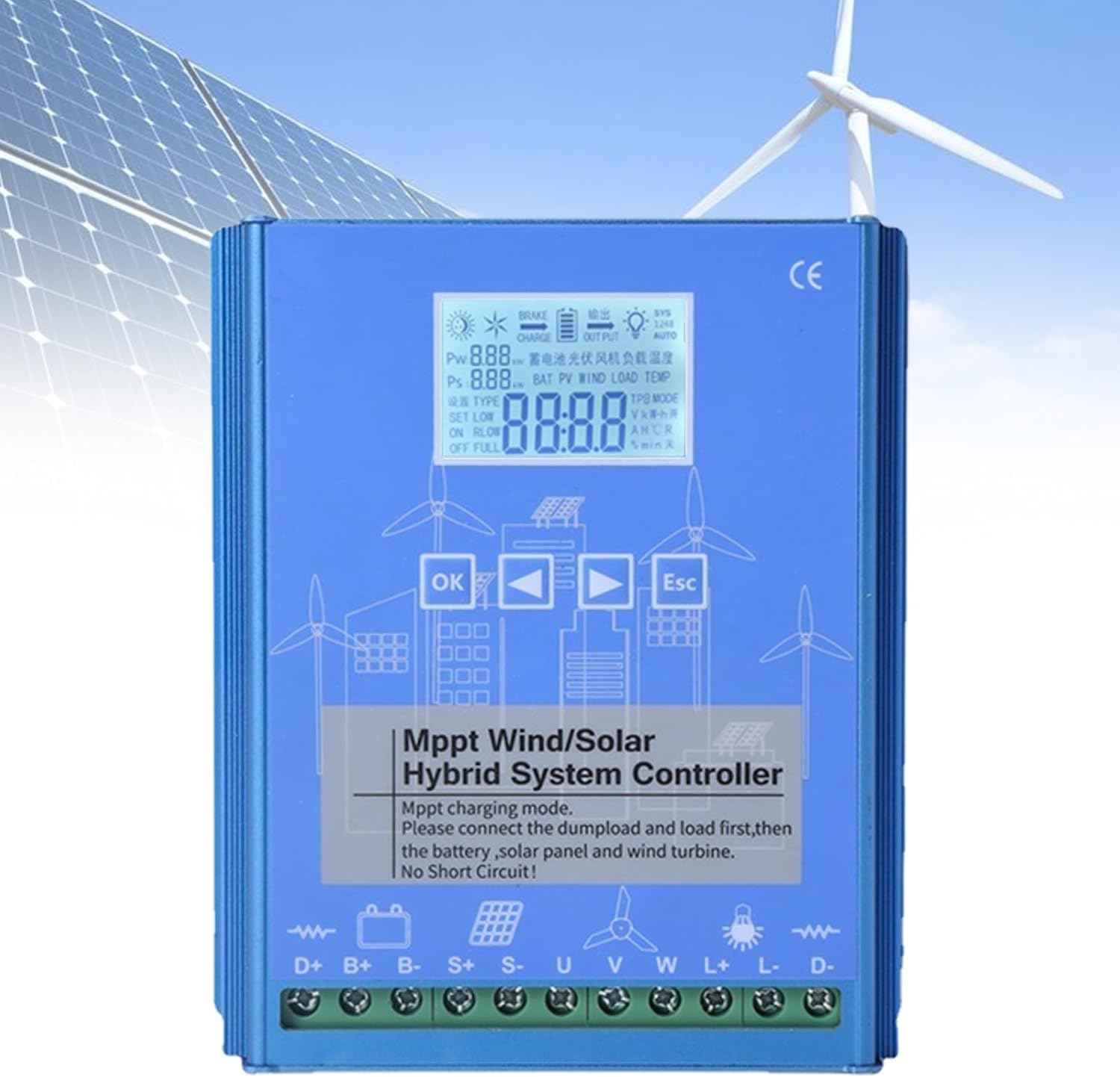 18000W MPPT Solar Wind Hybrid Charge Controller, 12V/24V/48V Charge Boost Regulator, for Wind Turbine & Solar Panels 24V/48V