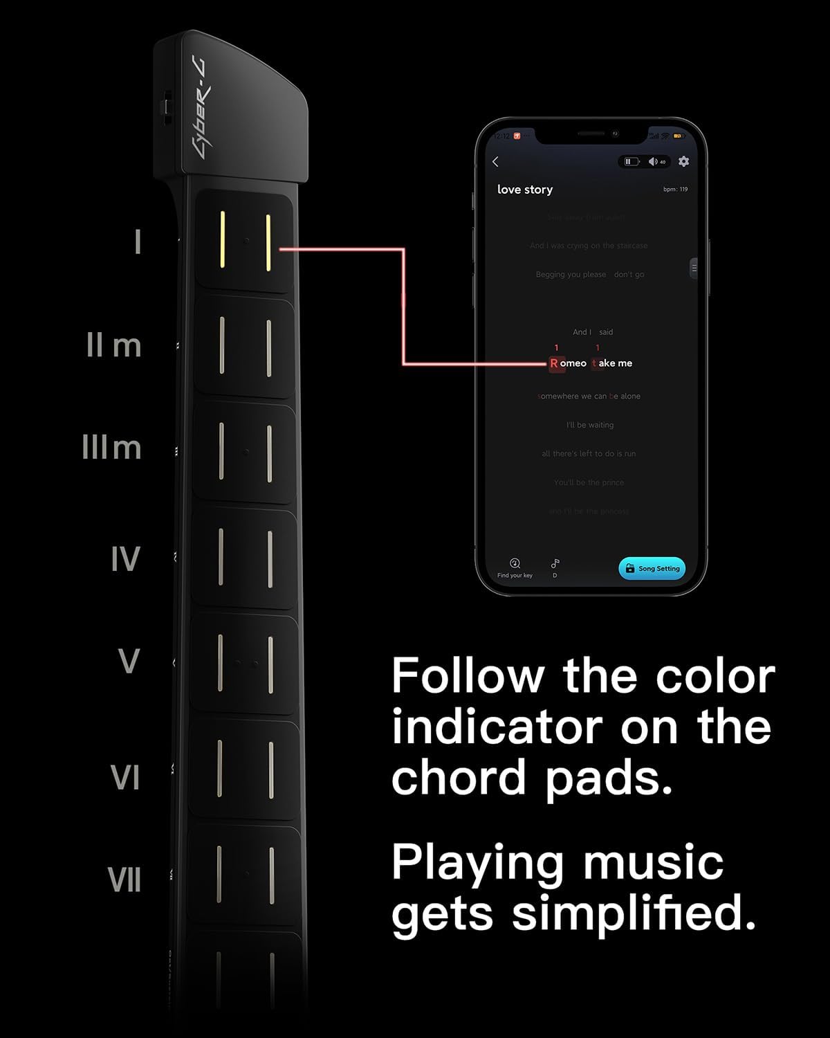 Enya CYBER-G Stringless Smart Guitar, Foldable Travel Backing Guitarra, Built-in Drum Machine & Bassline, 20 instrument Sounds for One-Man Band, App Interactive Chord Sheets For Adults & Teens (Blue)