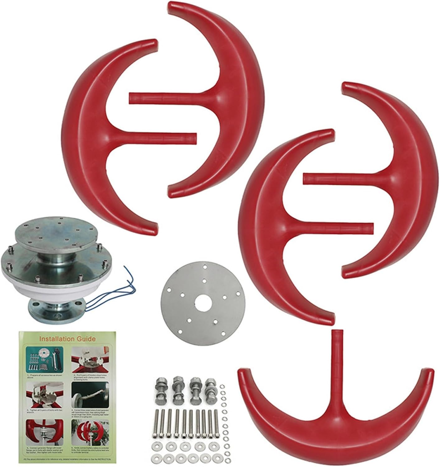 800W 5 Blade Vertical Axis Wind Turbine Kit 12V/24V Lantern Wind Turbine Generator + 2000W Inverter Free Energy Windmill Home Permanent Magnet Generator(12V)