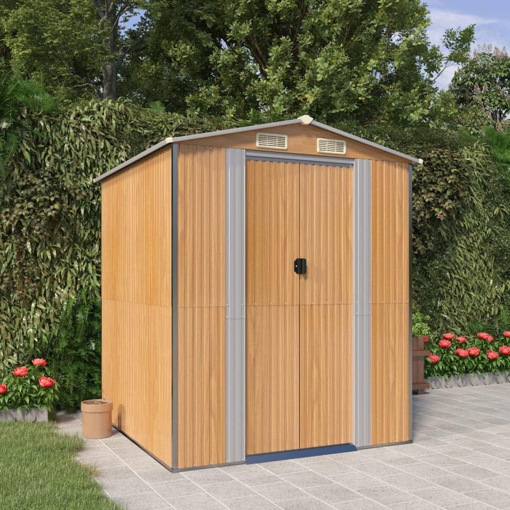 Light Brown Galvanized Steel Garden Shed 75.6