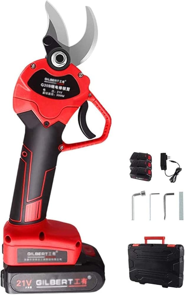 Electric Pruning Shears, Professional Cordless Garden Trimmer Secateurs, 30mm Cutting Diameter 21V 2000 Mah Battery, 4-5 Working Hours ()