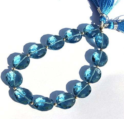13 inch natural beads strand of 12x14mm faceted oval blue quartz gemstone briolletes beads for DIY jewelry - necklace, bracelet, earring, ring.