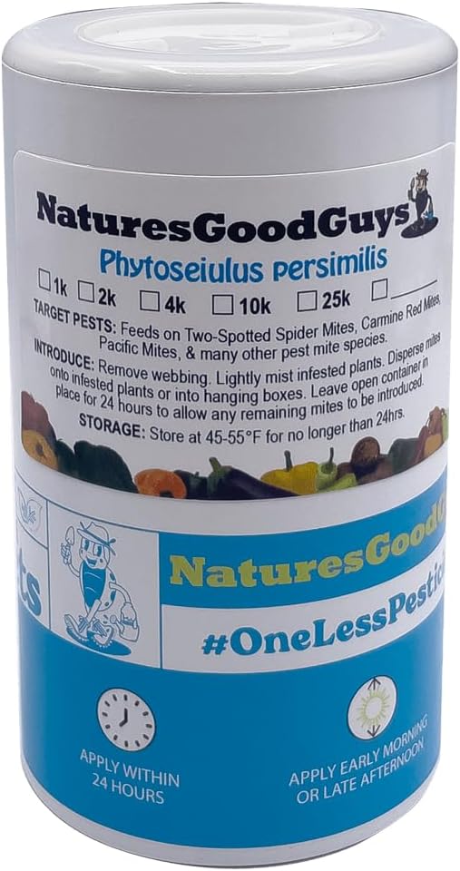 NaturesGoodGuys - Live Adult Phytoseiulus persimilis - Best for Two Spotted Spider Mites (10,000 Live Adult P. Persimilis)