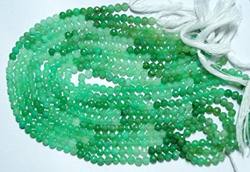 13 inch natural beads strand of 6mm faceted round shaded chryosprase gemstone beads for DIY jewelry - necklace, bracelet, earring, ring.