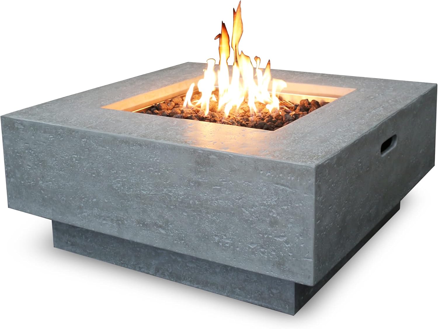 Elementi Outdoor Fire Table Natural Gas Fire Pit Backyard Fireplace Patio Fire Bowl 45,000BTU Output, Square Firepit with 13.2lbs Lava Rocks,Tank Cover for Fire Bowl Available, Manhattan Series