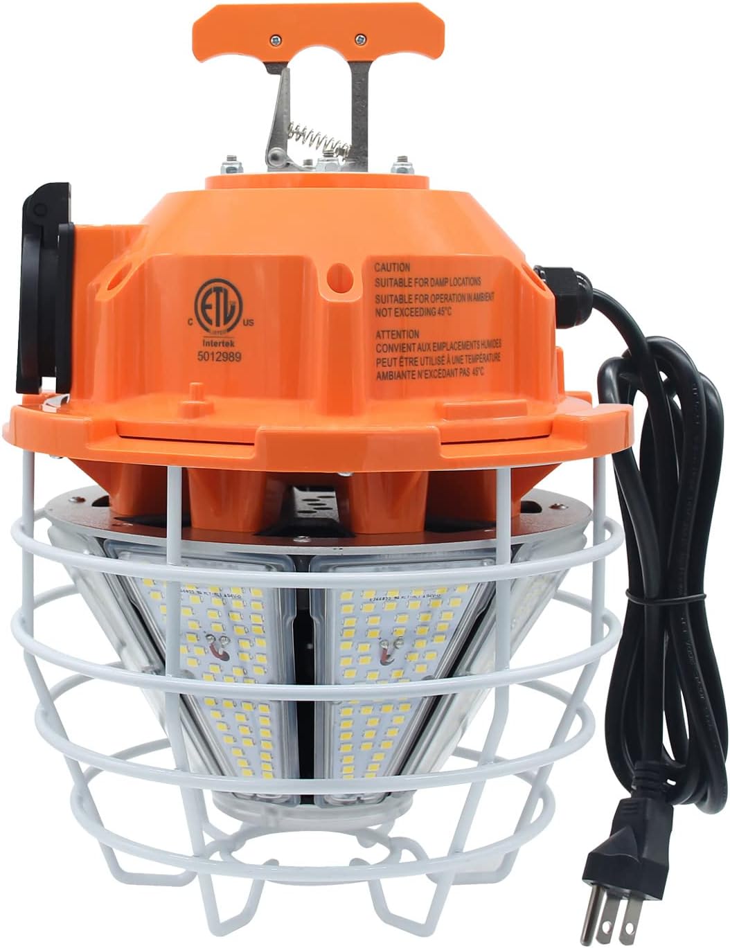 NS 150W LED Temporary Work Light, 24750LM Linkable Daylight White 5,000K Portable Hanging Lamp Jobsite Lighting Stainless Steel Protective Cover for Outdoor Construction High Bay Warehouse