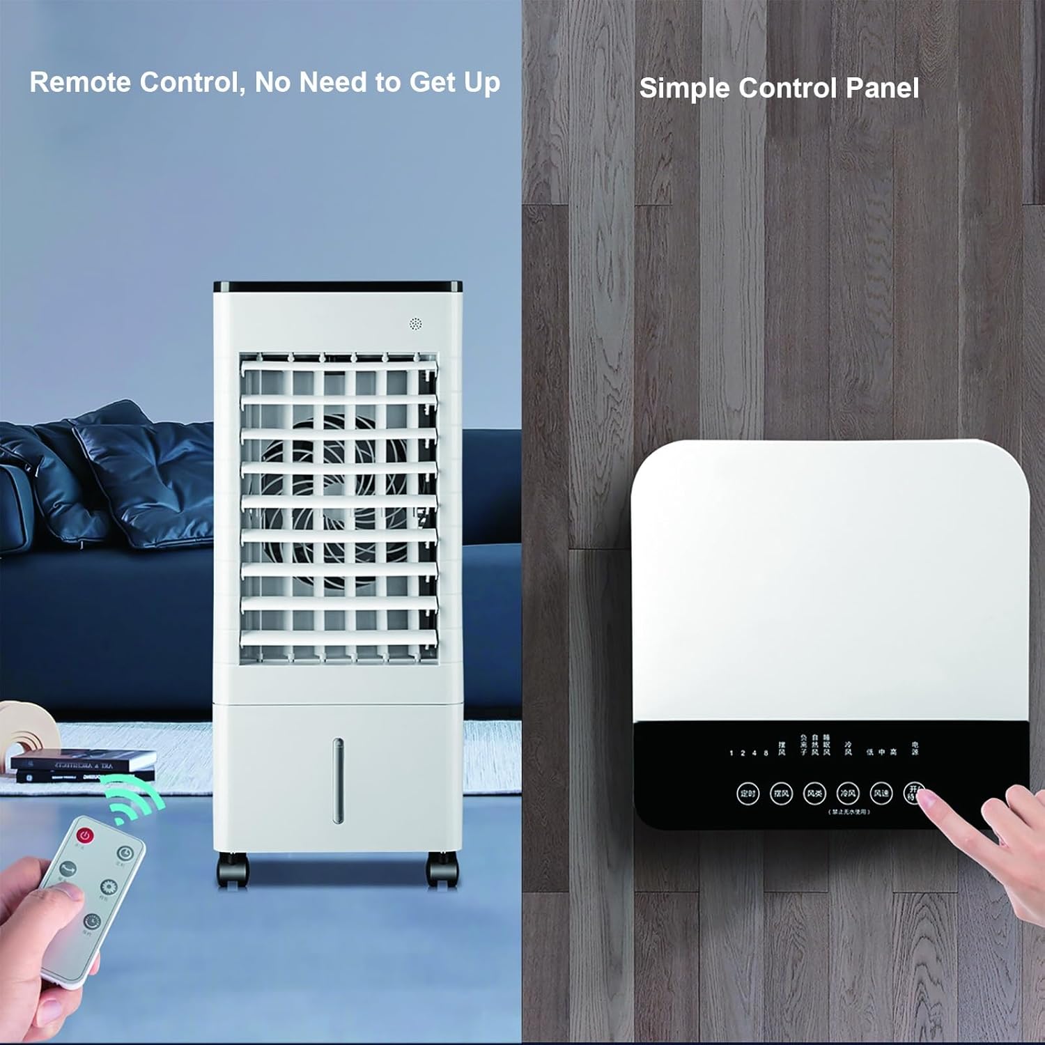 Swamp Cooler Air Conditioner Portable, 3-in-1 Evaporative Air Cooler, 3 Speeds 3 Modes, 90° Oscillation, 15h Timer, 2.4 Gal, 2 Ice Packs, Remote & Touch Control, Evaporative Cooling Fan