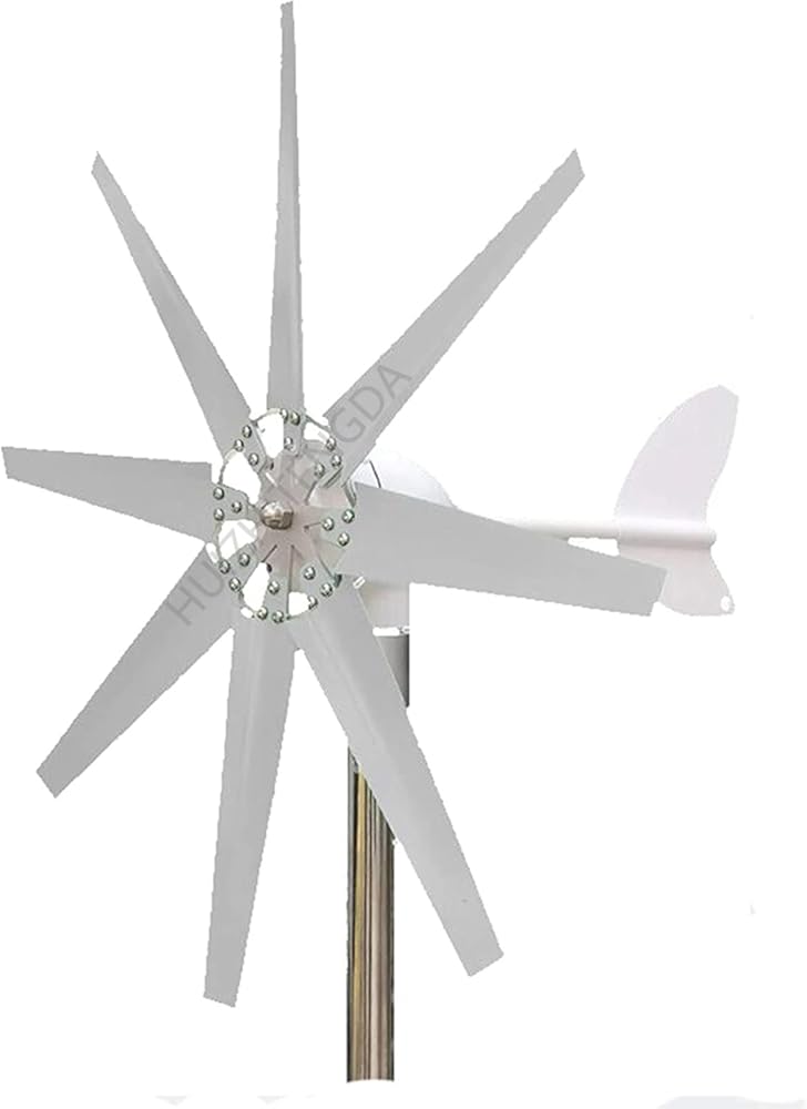 4000W-6000W Small Vertical Wind Turbine Permanent Magnet Generator, 3 Phase 12V/ 24V /48V Vertical No Noise Horizontal for Home/Camping(8 Blades)