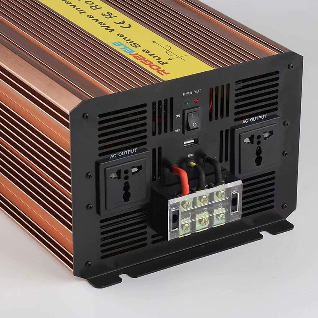 Car Inverter 5000w Pure sine Wave DC 12v to AC 220v Power Converter 10000W Peak Power Solar Inverter with USB Charging Ports and 2 AC Outlet (48vto220v)