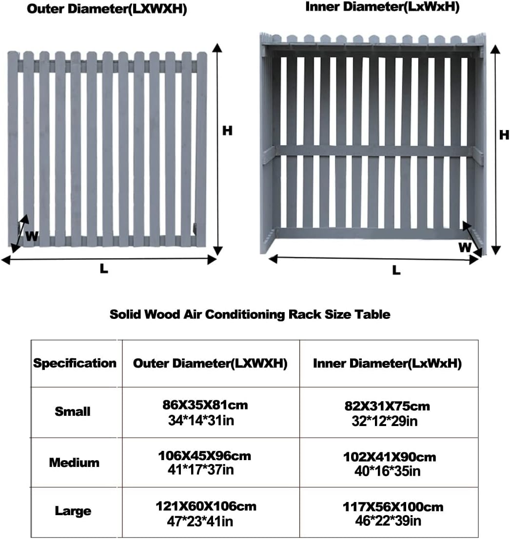 Outdoor Wooden Air Conditioning Cover Decorative Flower Stand Privacy Fence Screen Hide Air Conditioner And Trash Enclosure Air-conditioning External Machine Ra (Natural L106*W45*H96)