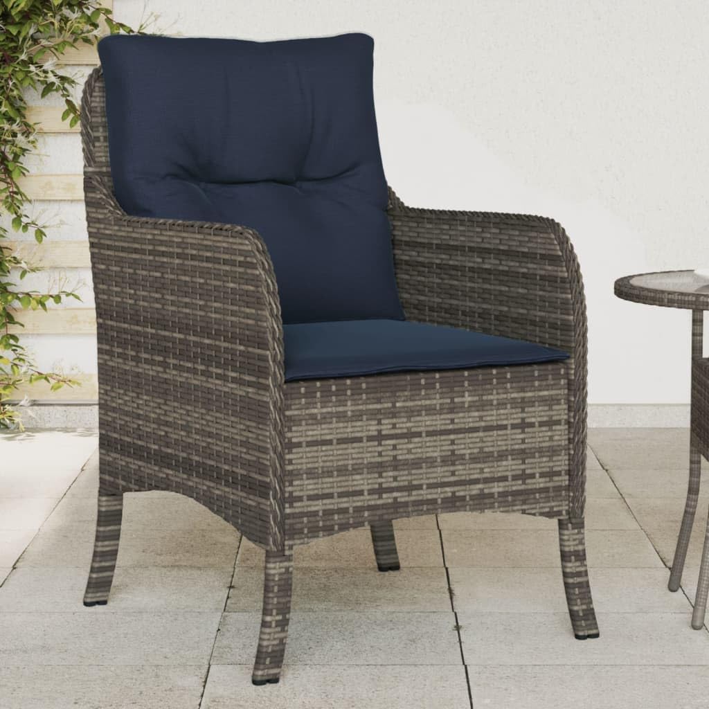 Patio Chairs with Cushions 2 pcs Gray Poly Rattan,Durable WeatherResistant Outdoor Patio Chairs with Comfortable Cushions Outdoor Furniture, Outdoor Chairs