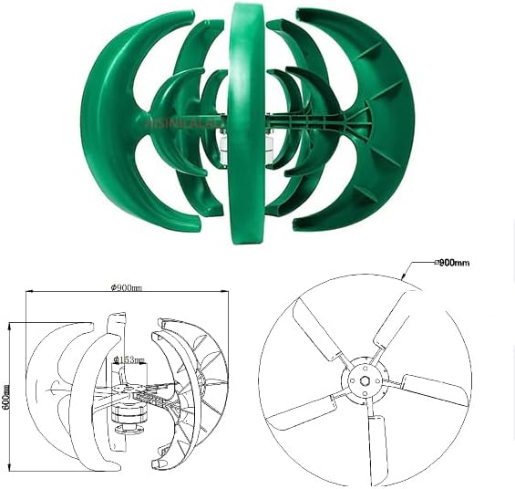 5 Blades Vertical 10000W Wind Turbine Kit, 12V/24V/48V 3 Phase AC Permanent Magnet Generator for Boats Terraces Cabins Or Mobile Houses Charging