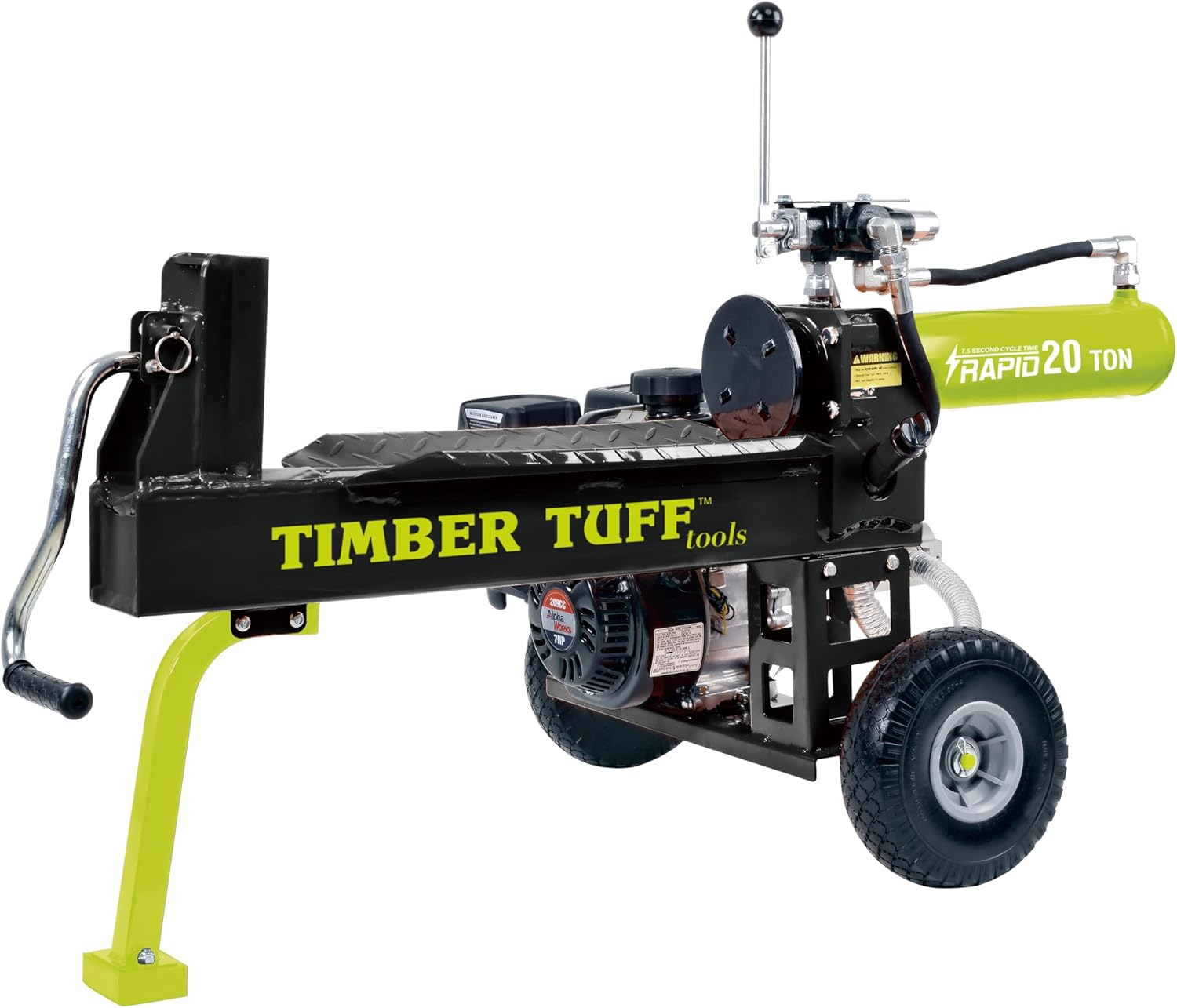 Timber Tuff Heavy Duty 7 HP Portable 20 Ton Gas Powered Log Splitter, Rapid-Return - 7.5 Second Cycle Time, Portable with 10