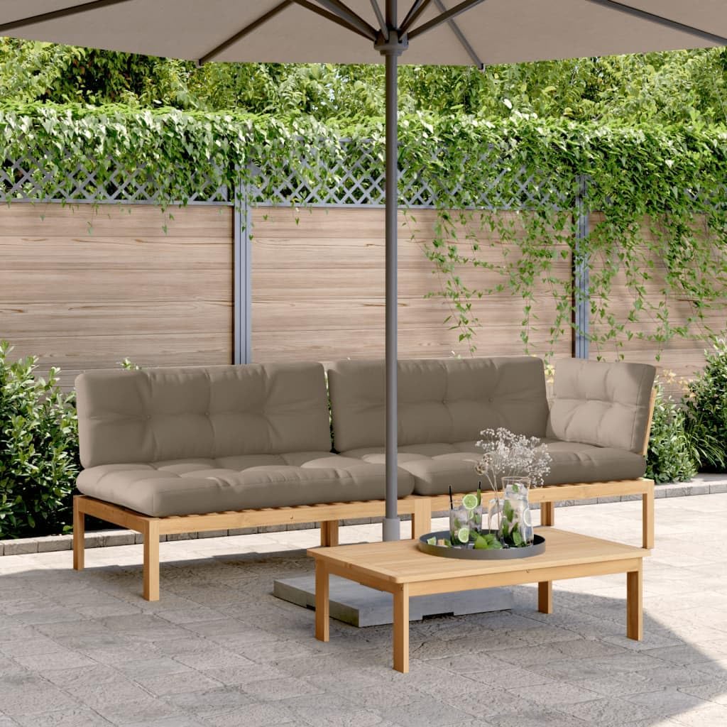 3 Piece Patio Pallet Sofa Set with Cushions Solid Wood Acacia,Acacia Wood Patio Sofa Set with Cushions for Outdoor Relaxation and Comfort Patio Furniture & Seating