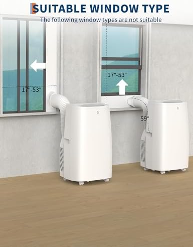 Portable Air Conditioner with Cooling, Dehumidifier and Fan Functions, 14000 BTU Standing Cooling, Cools Up to 750 Sq. Ft., LED Display, Remote Control and Window Venting Kit Included