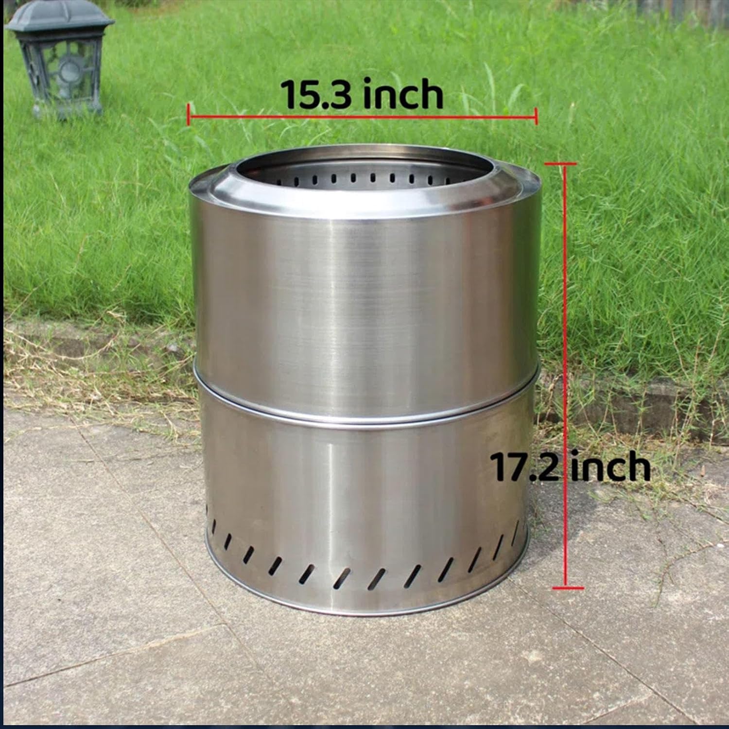 15 Inch Smokeless Fire Pits for Outside Fire Pit,Durable Stainless Steel for Wood Burning Fire Pit Smokeless with Removable Ash Pan