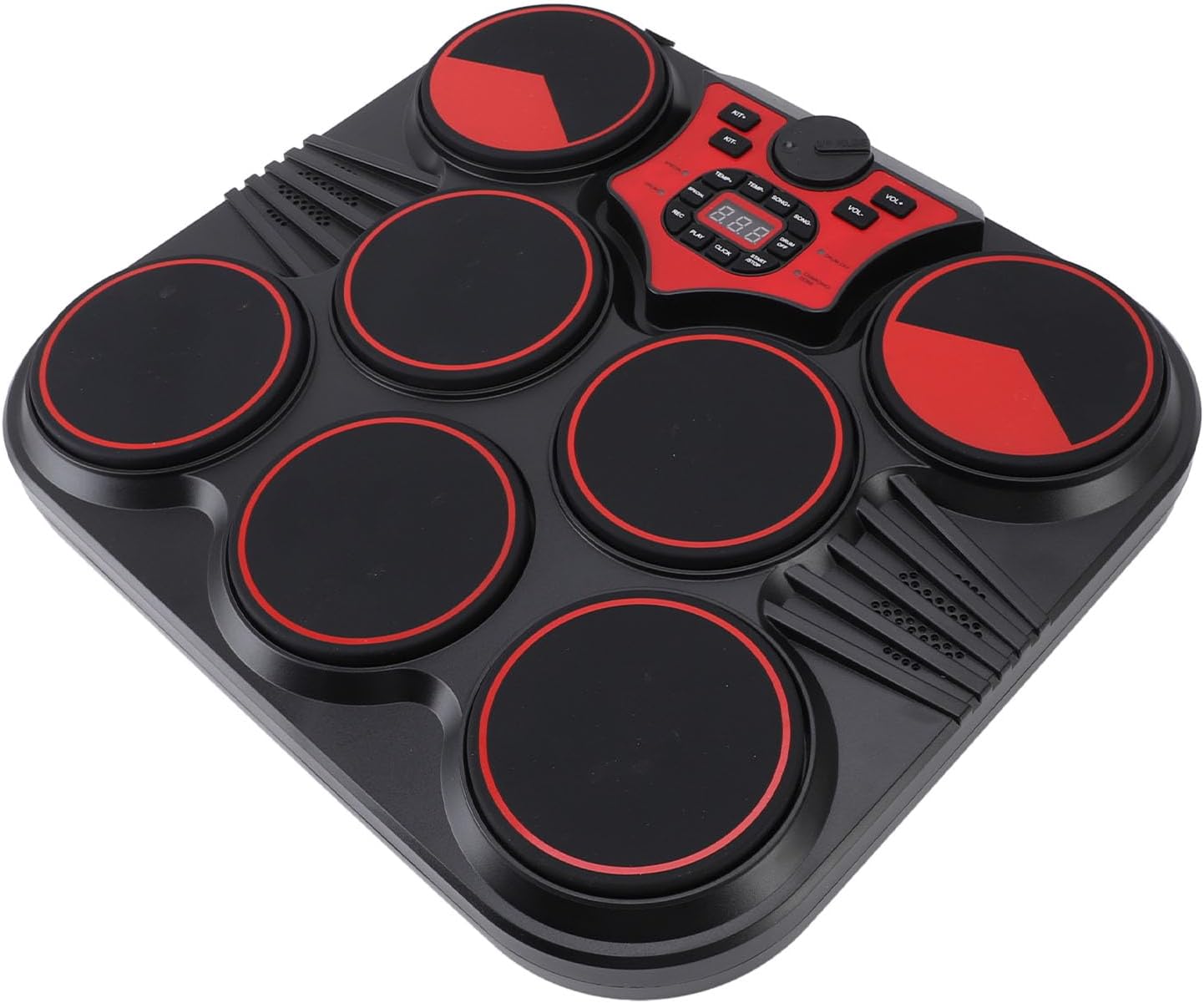 Focket Electronic Drum Set, 7 Pads Digital Drum Kit with Multiple Rhythms Sounds, USB Rechargeable Table Machine for Portable Practice with Pedal Sound Cable