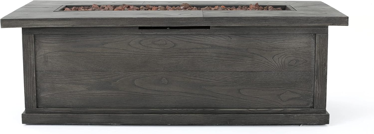 Christopher Knight Home Anchorage Outdoor 50,000 BTU Rectangular Fire Pit (No Tank Holder) - Lightweight Concrete - Gray Wood Pattern