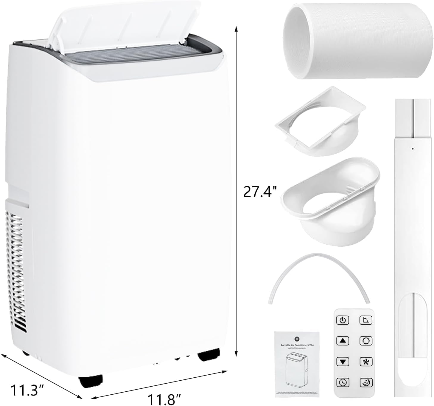 12000 BTU Portable Air Conditioner for Rooms up to 550 Sq. Ft with 3-in-1 Cooling, Fan, and Dehumidifier,24-Hour Timer, Compact, Energy Efficient, and Quiet Operation, Easy to Move