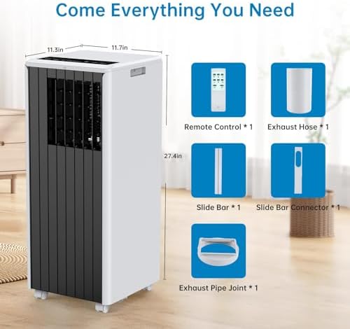 Portable Air Conditioner, 8000 BTU Air Conditioners Portable for Room(15'x20 ft²), 3-in-1 Compact Indoor Floor AC Unit, Dehumidify, Fan, Window Installation Kit & Remote Control for Home Office Dorm