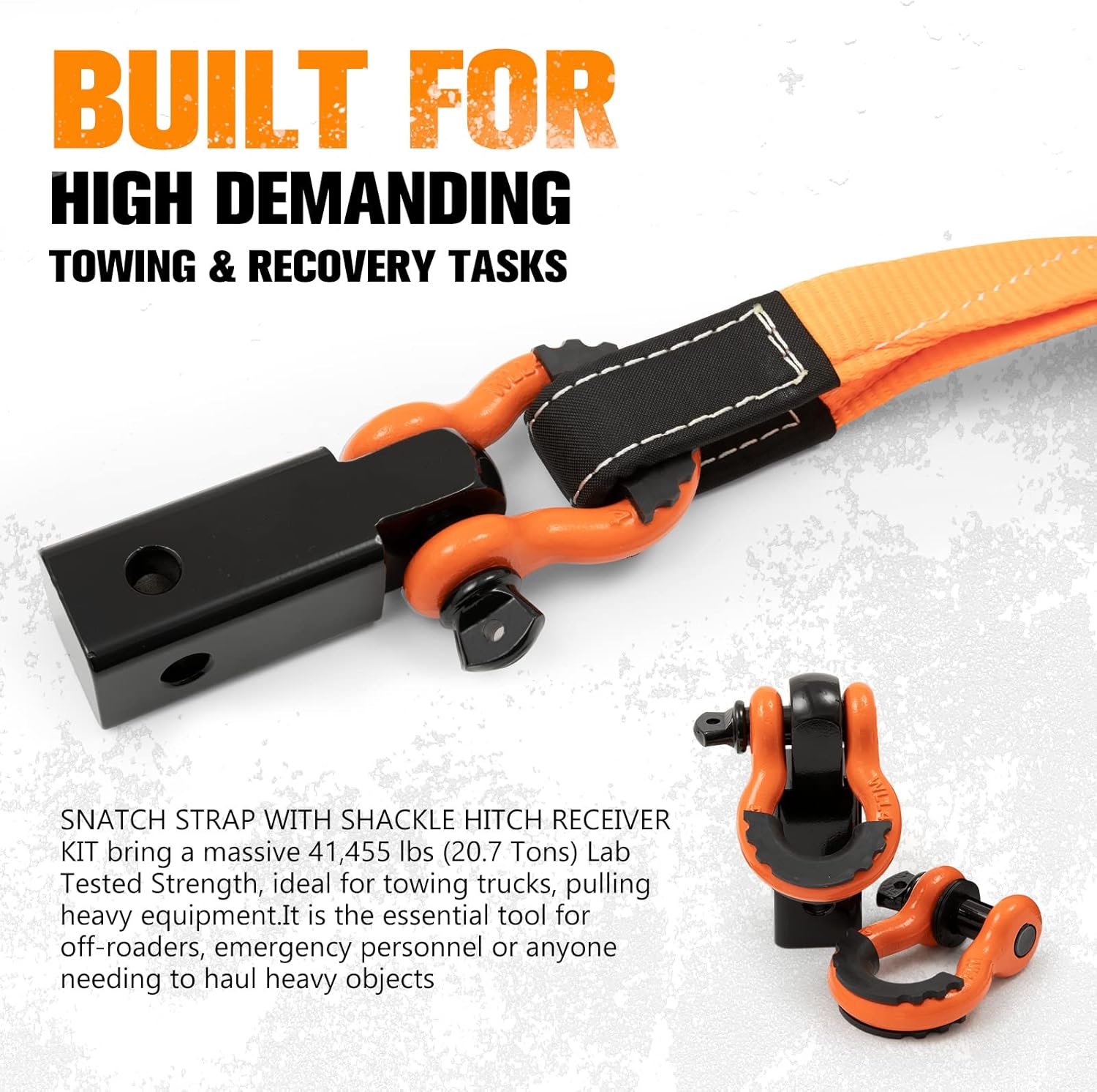 BUNKER INDUST Heavy Duty Tow Strap Recovery Kit,3