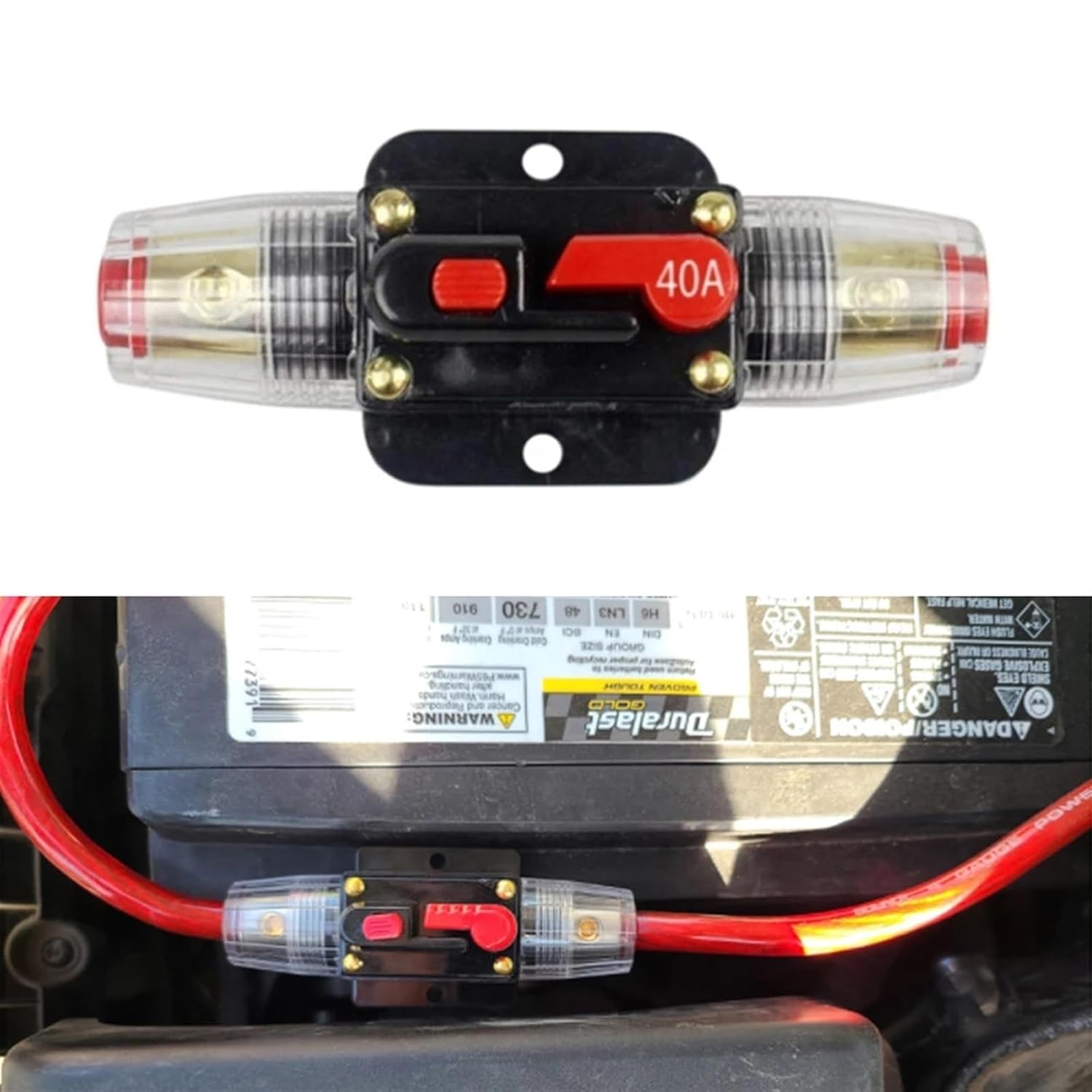 20/30/40/50/60/80/100/125/150A 12V Car Audio Modification Stereo Amplifier Circuit Breaker Automatic Reset Fuse Holder Switch(50A)