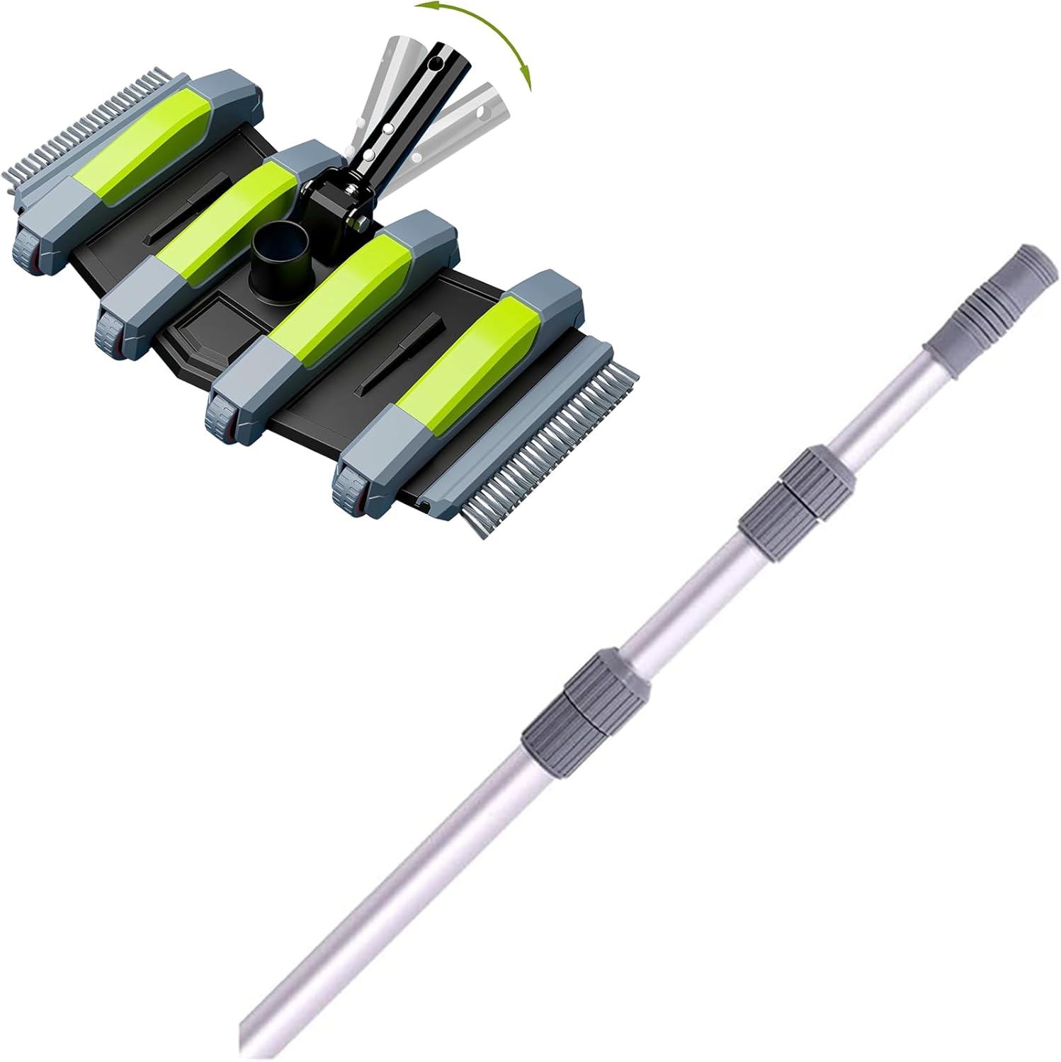 Sepetrel Heavy Duty Flexible Vacuum Head and 15 Foot Telescoping Pool Pole