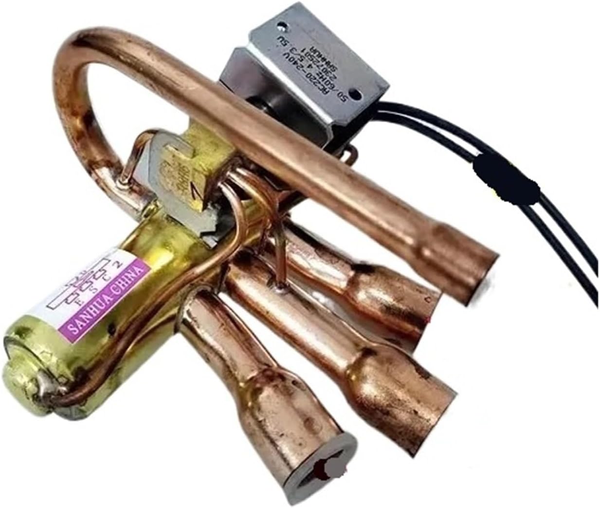 Compatible For Sanhua， Four Way Reversing Valve With Coil AC220V Refrigerant 4 Way Valve Air Conditioning Directional Valve(SHF-9H-35U)