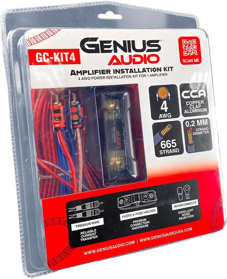 Genius GC-KIT4X 4 Gauge 1500 Watts Power Amplifier Installation Kit - Oxygen Free