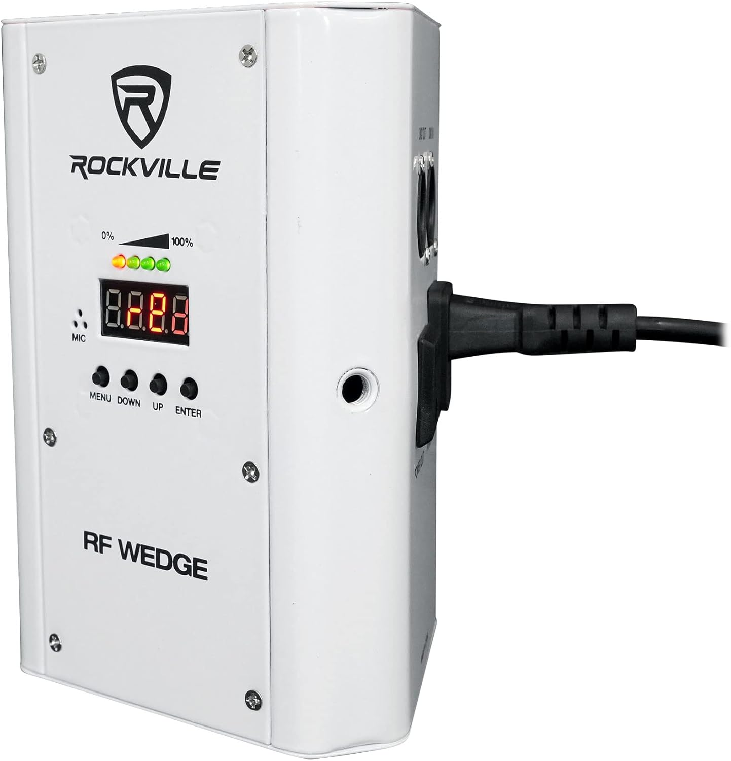 Rockville RF Wedge White Bundle: (8) 54-Watt RGBWA and UV Battery Wireless DMX Par Up Lights with RF Remote, ROCKFORCE W4 384-Channel Wireless DMX Lighting Controller with MIDI, 9-Items