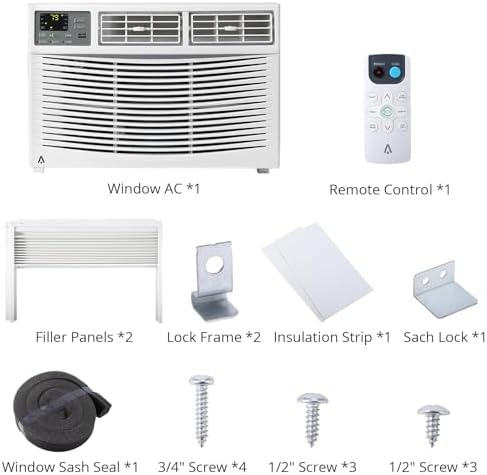8,000 Btu Window Air Conditioner, Cools Up to 350 Sq. Ft With Cooling, 3 Fan Speed, Window-Mounted Room Ac Window Unit With Remote, Easy Install Kit for Home