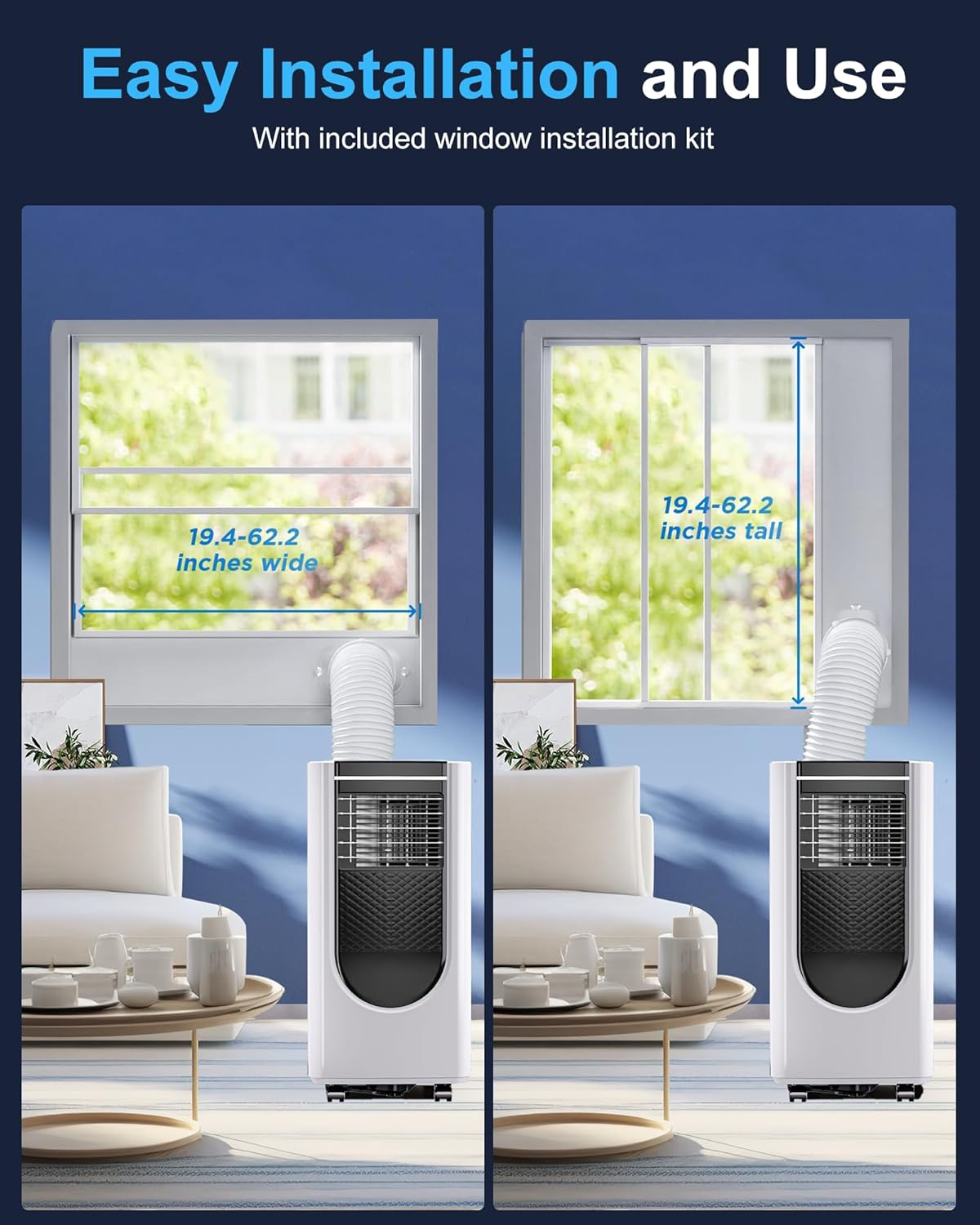 8000 Btu Portable Air Conditioners, 3 in 1 Portable AC with Cool, Dry, Fan Modes, Quiet Air Conditioners with 24H Timer & Sleep Modes, with Remote, for Bedroom, Apartments up to 350 Sq.Ft