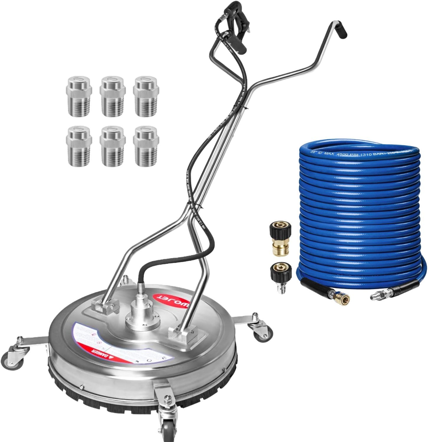 WOJET 4500PSI 22'' Pressure Washer Surface Cleaner & 4500 PSI 50’ High Pressure Washer Hose