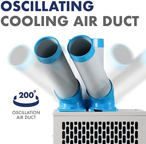 Uninex SAC3000AS Indoor/Outdoor KOOLZONE Mobile Spot Cooler with Twin Duct, Auto-Oscillating, Industrial Grade, 10,236-BTU, R-32 Refrigerant