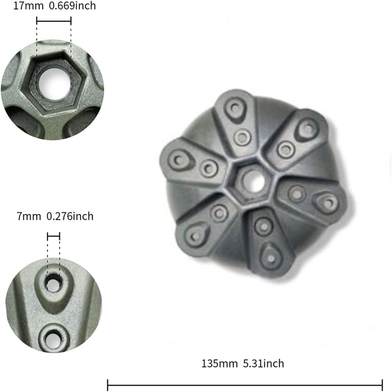 135mm Diameter with Screw and Nut Kit 5 Blades Wind Turbine Fittings Hub and Cover for Horizontal Wind Turbine Fittings
