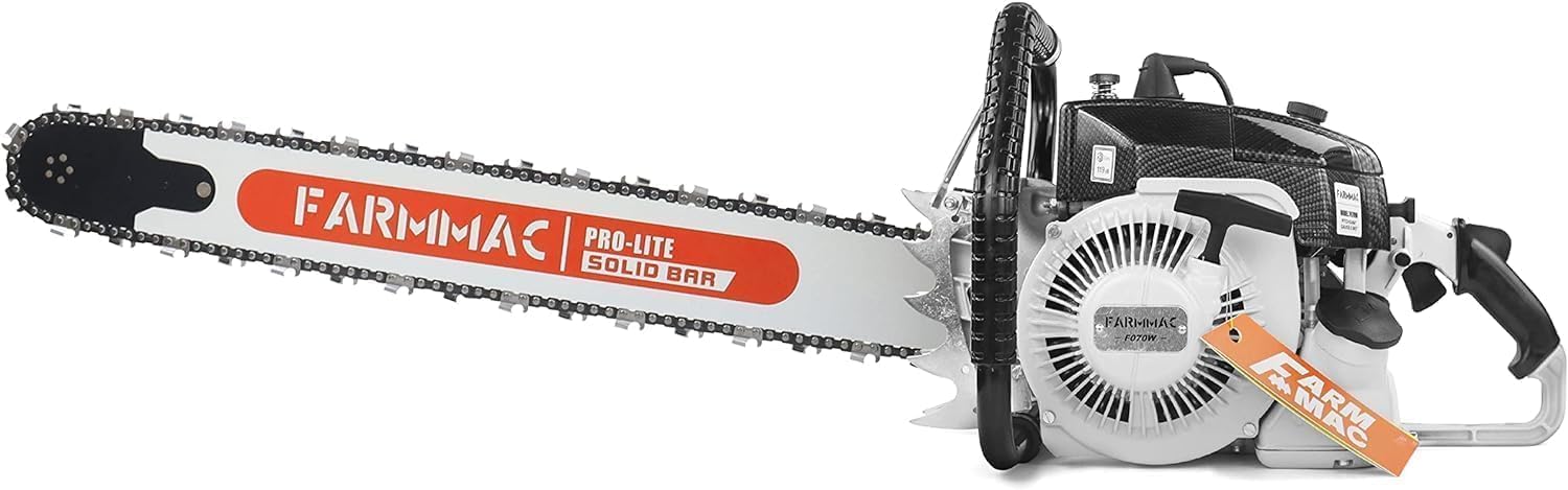 FARMMAC F070W Gas Chainsaw with 42 Inch Alloy Solid Bar, 105cc 2-Cycle Gasoline Power Chain Saws, 4.8KW 6.5HP Power Chain Saw, All Parts Compatible with MS070 090 (F070W WITH 42 INCH BAR/CHAIN)
