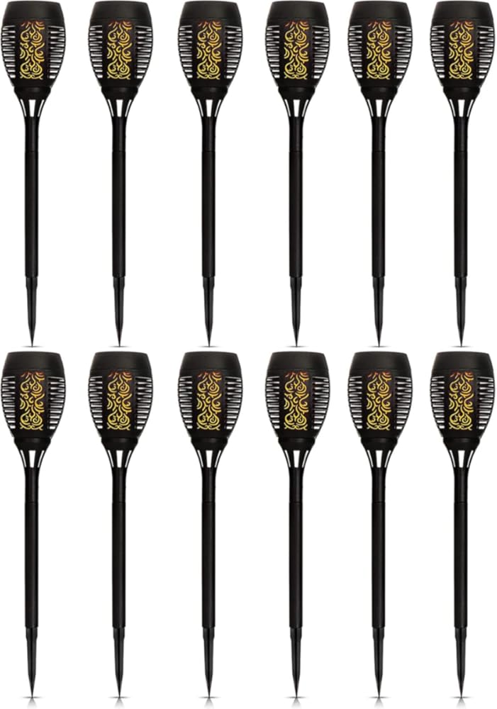 Generic 12LED Solar Flame Torch Light,Flickering Light,Waterproof Garden Decoration,Outdoor Lawn Path Yard Patio Floor Lamp (12), warm