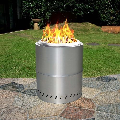 15 inch Smokeless Fire Pit Outdoor Wood Burning Portable Fire Pit Stainless Steel