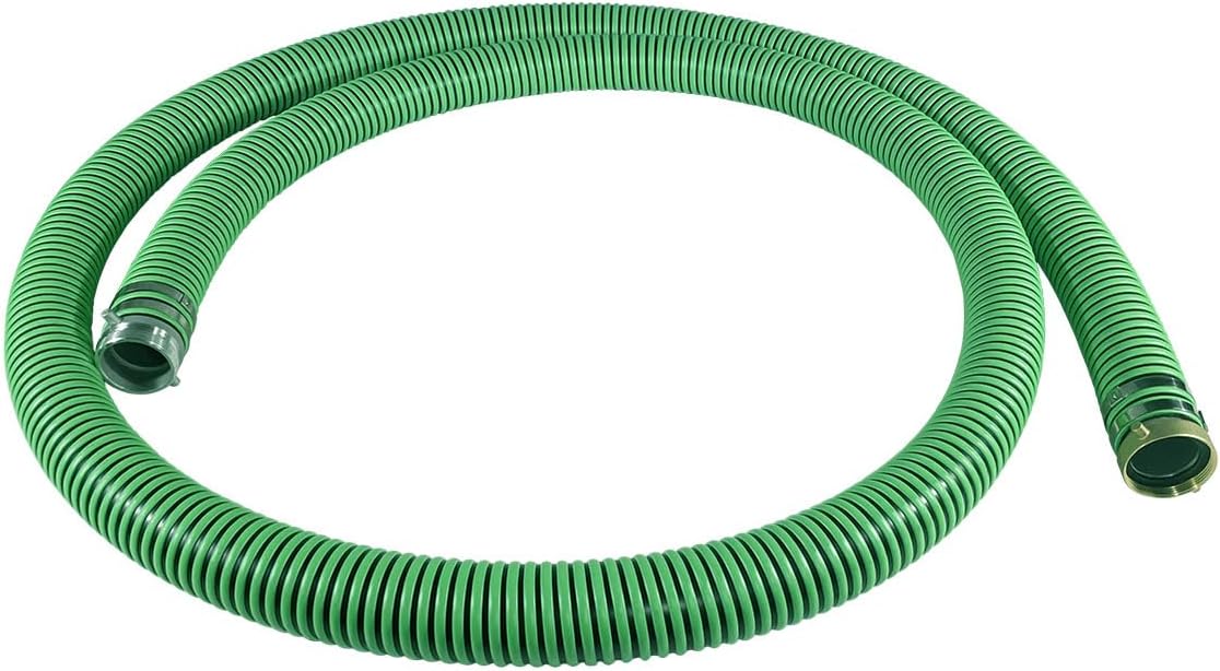 Gloxco Heavy Duty EPDM All Weather Suction Hose Assembly, Black Tube, Lime Green Helix, 3